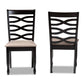 Lanier Modern and Contemporary Sand Fabric Upholstered Dark Brown Finished 2-Piece Wood Dining Chair Set FredCo