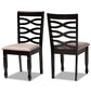 Lanier Modern and Contemporary Sand Fabric Upholstered Dark Brown Finished 2-Piece Wood Dining Chair Set FredCo