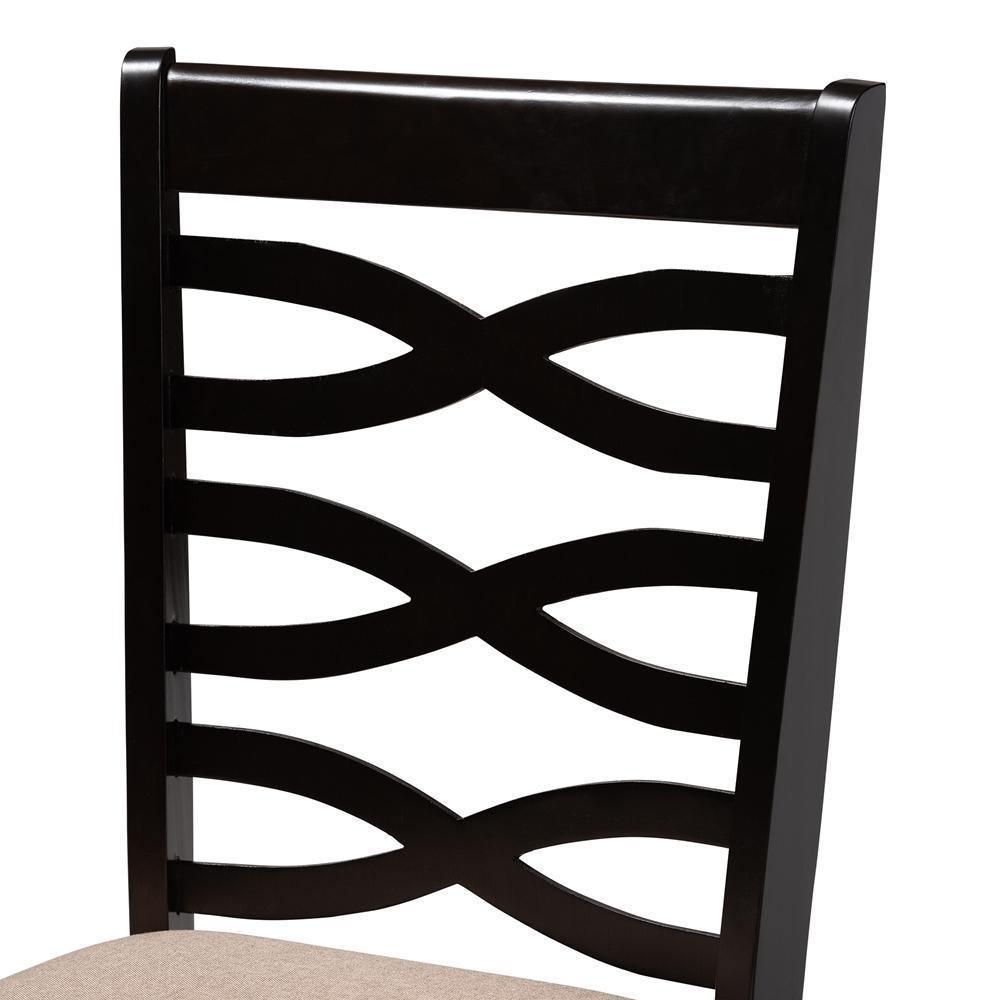 Lanier Modern and Contemporary Sand Fabric Upholstered Espresso Brown Finished Wood 5-Piece Dining Set FredCo