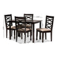 Lanier Modern and Contemporary Sand Fabric Upholstered Espresso Brown Finished Wood 5-Piece Dining Set FredCo