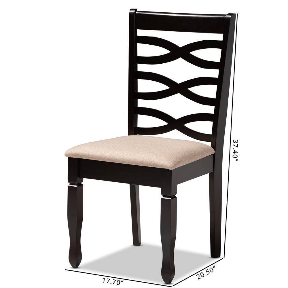 Lanier Modern and Contemporary Sand Fabric Upholstered Espresso Brown Finished Wood Dining Chair Set of 4 FredCo