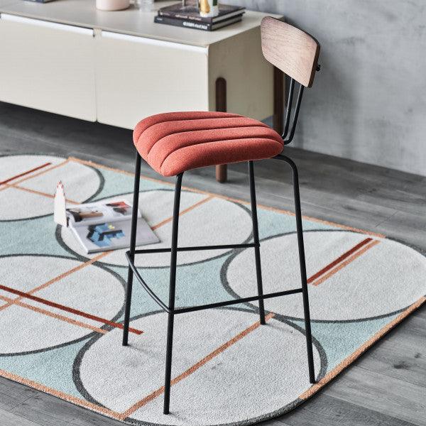 Lara Bar Stool w Wooden Back and Upholstered Seat CHMS024 BAR RED FredCo