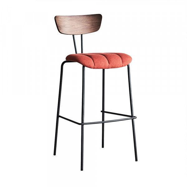 Lara Bar Stool w Wooden Back and Upholstered Seat CHMS024 BAR RED FredCo