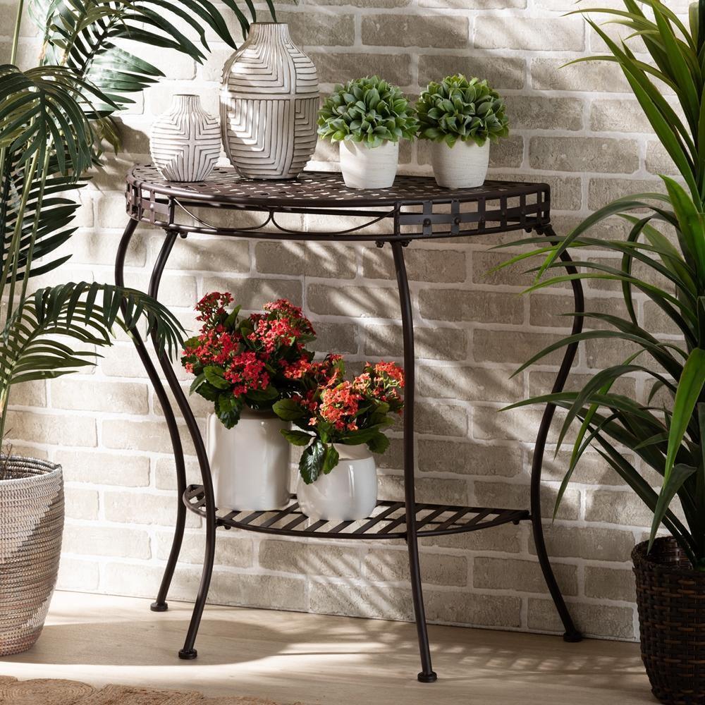 Laraine Modern and Contemporary Black Metal Outdoor Console Table FredCo