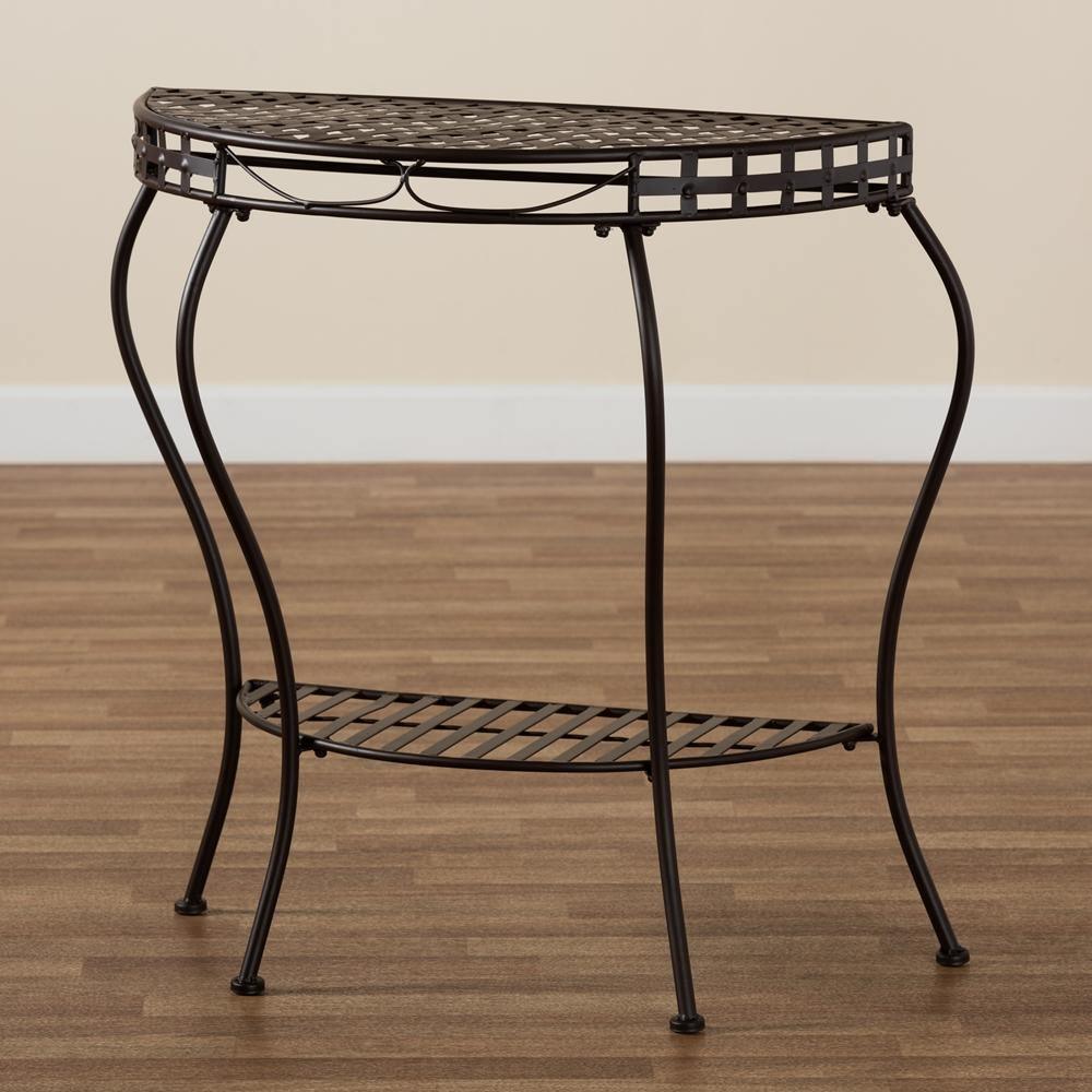 Laraine Modern and Contemporary Black Metal Outdoor Console Table FredCo