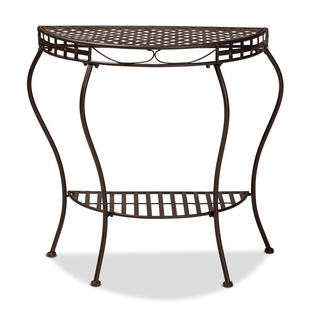 Laraine Modern and Contemporary Black Metal Outdoor Console Table FredCo