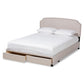 Larese Beige Fabric Upholstered 2-Drawer Queen Size Platform Storage Bed FredCo