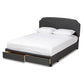 Larese Dark Grey Fabric Upholstered 2-Drawer Queen Size Platform Storage Bed FredCo