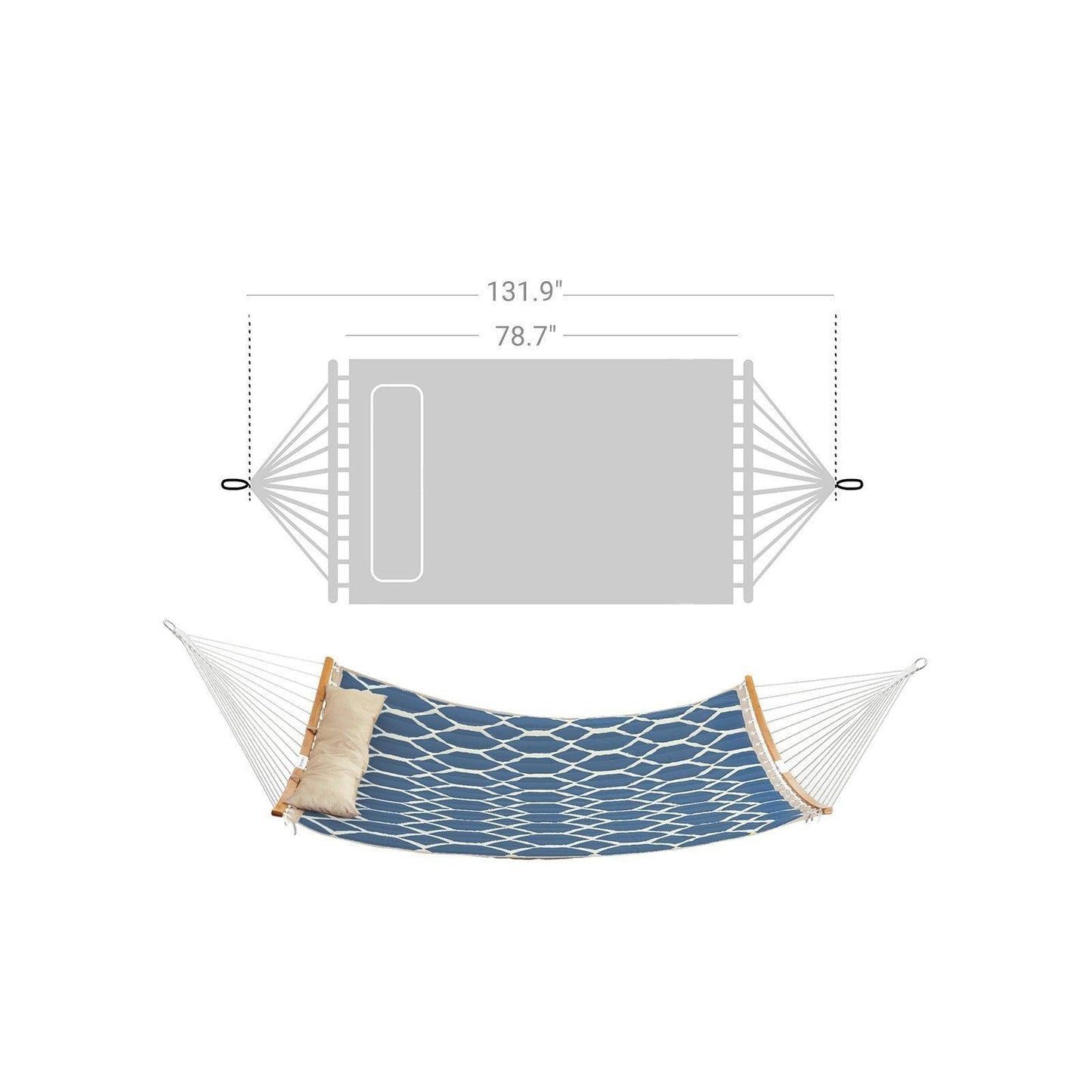Large Hammock for Outdoor Blue and Beige Rhombus FredCo