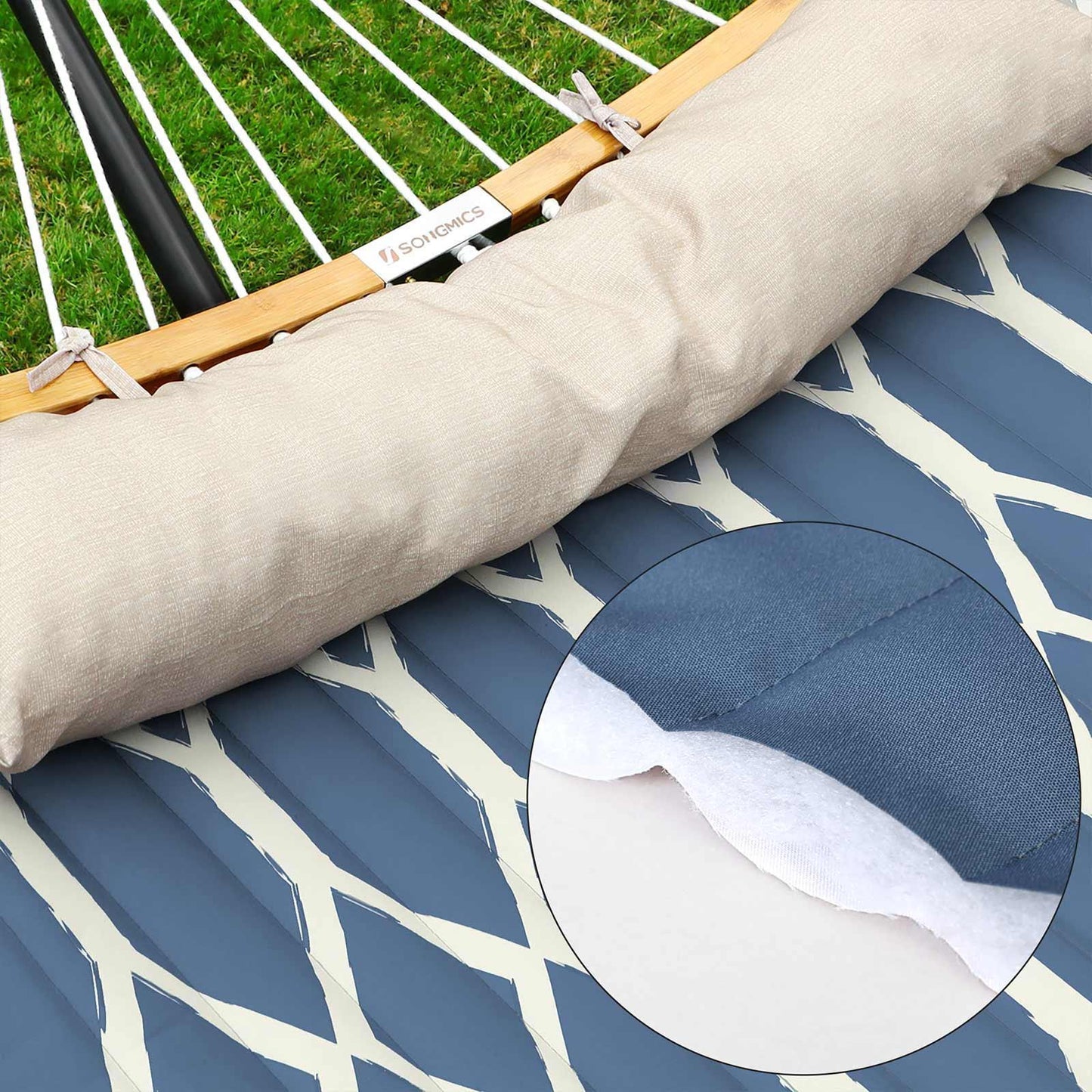 Large Hammock for Outdoor Blue and Beige Rhombus FredCo