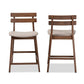Larine Modern and Contemporary Light Grey Fabric Upholstered Walnut Finished 2-Piece Wood Counter Stool Set FredCo