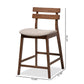 Larine Modern and Contemporary Light Grey Fabric Upholstered Walnut Finished 2-Piece Wood Counter Stool Set FredCo