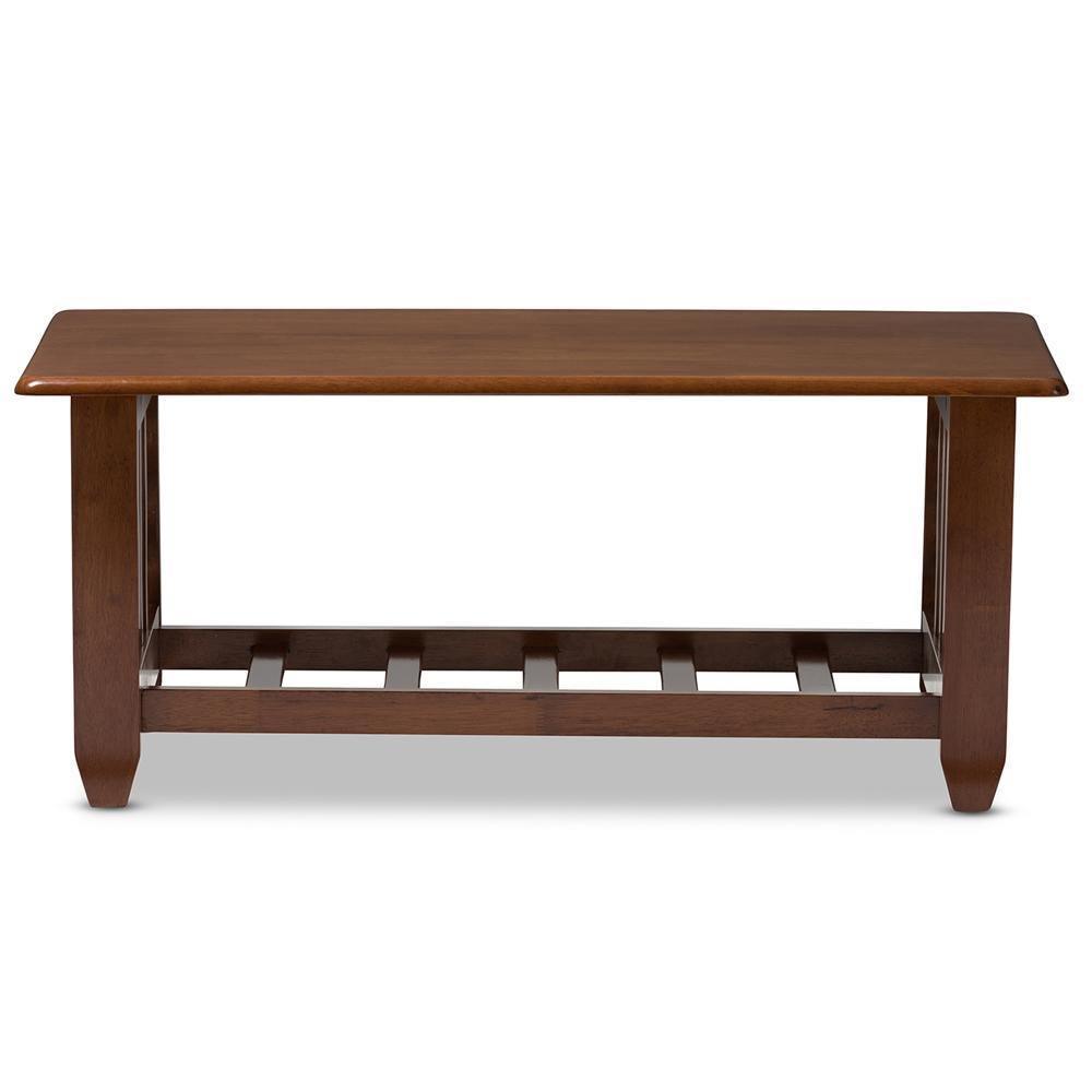 Larissa Modern Classic Mission Style Cherry Finished Brown Wood Living Room Occasional Coffee Table FredCo