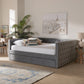 Larkin Modern and Contemporary Grey Velvet Fabric Upholstered Full Size Daybed with Trundle FredCo