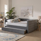 Larkin Modern and Contemporary Grey Velvet Fabric Upholstered Full Size Daybed with Trundle FredCo
