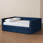 Larkin Modern and Contemporary Navy Blue Velvet Fabric Upholstered Full Size Daybed with Trundle FredCo