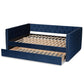 Larkin Modern and Contemporary Navy Blue Velvet Fabric Upholstered Full Size Daybed with Trundle FredCo