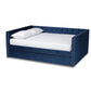 Larkin Modern and Contemporary Navy Blue Velvet Fabric Upholstered Full Size Daybed with Trundle FredCo