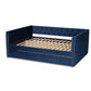Larkin Modern and Contemporary Navy Blue Velvet Fabric Upholstered Full Size Daybed with Trundle FredCo
