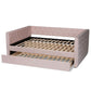 Larkin Modern and Contemporary Pink Velvet Fabric Upholstered Full Size Daybed with Trundle FredCo