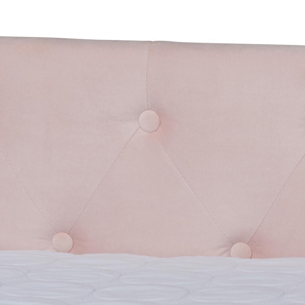Larkin Modern and Contemporary Pink Velvet Fabric Upholstered Queen Size Daybed with Trundle FredCo