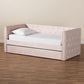 Larkin Modern and Contemporary Pink Velvet Fabric Upholstered Twin Size Daybed with Trundle FredCo