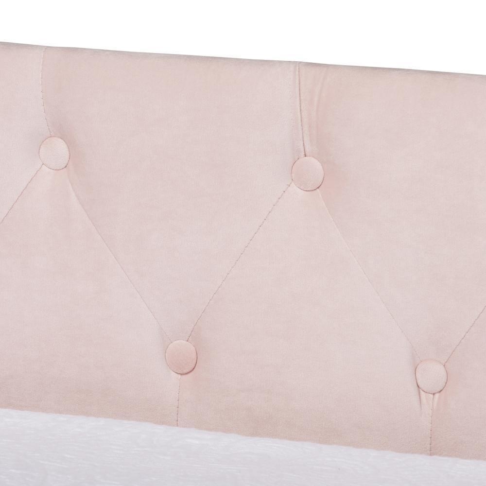 Larkin Modern and Contemporary Pink Velvet Fabric Upholstered Twin Size Daybed with Trundle FredCo