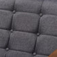 Larsen Mid-Century Modern Gray Fabric Upholstered Walnut Wood Lounge Chair FredCo