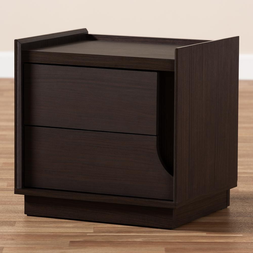 Larsine Modern and Contemporary Brown Finished 2-Drawer Nightstand FredCo