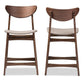 Latina Mid-century Retro Modern Scandinavian Style Light Grey Fabric Upholstered Walnut Wood Finishing 24-Inches Counter Stool FredCo
