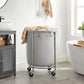 Laundry Basket with Wheels, Gray and Silver FredCo