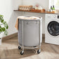 Laundry Basket with Wheels, Gray and Silver FredCo