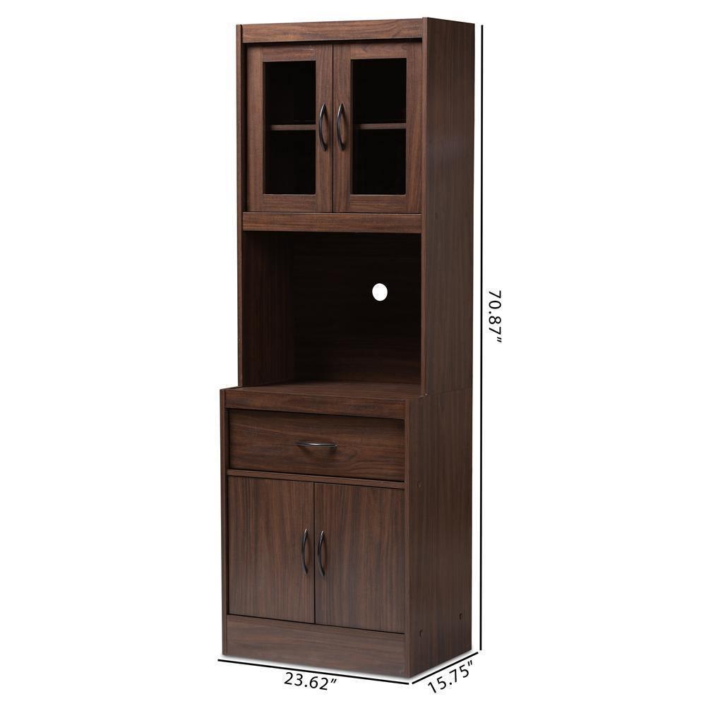 Laurana Modern and Contemporary Dark Walnut Finished Kitchen Cabinet and Hutch FredCo