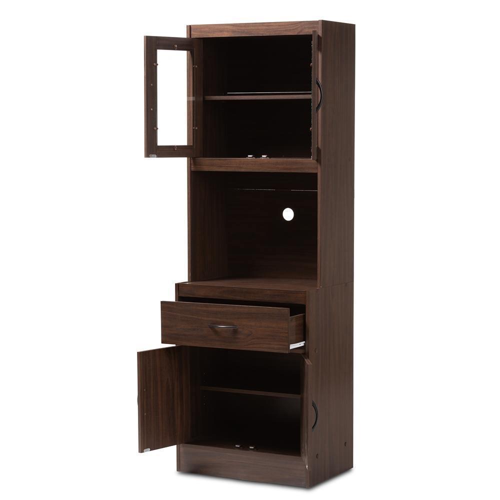 Laurana Modern and Contemporary Dark Walnut Finished Kitchen Cabinet and Hutch FredCo