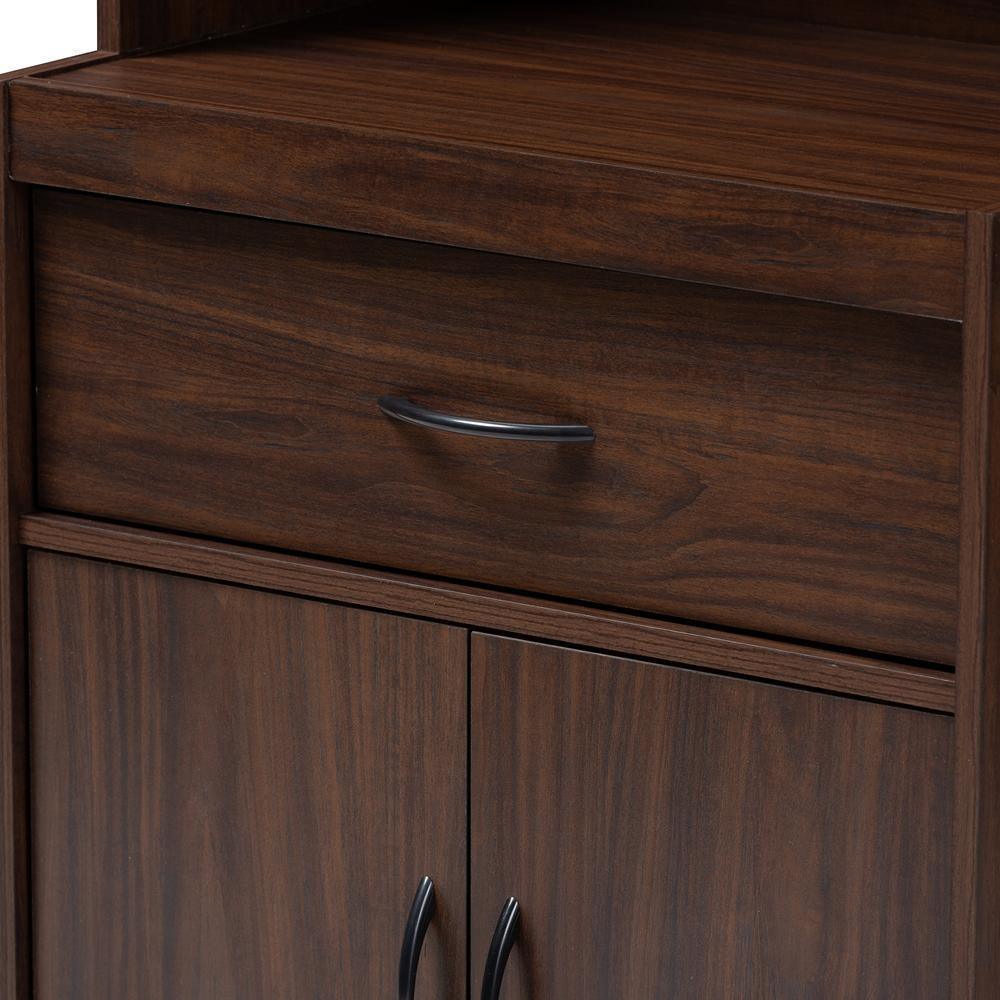 Laurana Modern and Contemporary Dark Walnut Finished Kitchen Cabinet and Hutch FredCo
