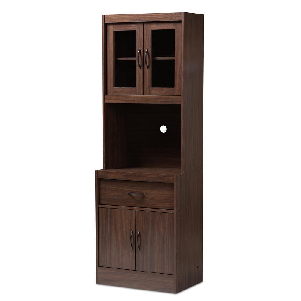 Laurana Modern and Contemporary Dark Walnut Finished Kitchen Cabinet and Hutch FredCo