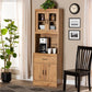 Laurana Modern and Contemporary Oak Brown Finished Wood Kitchen Cabinet and Hutch FredCo
