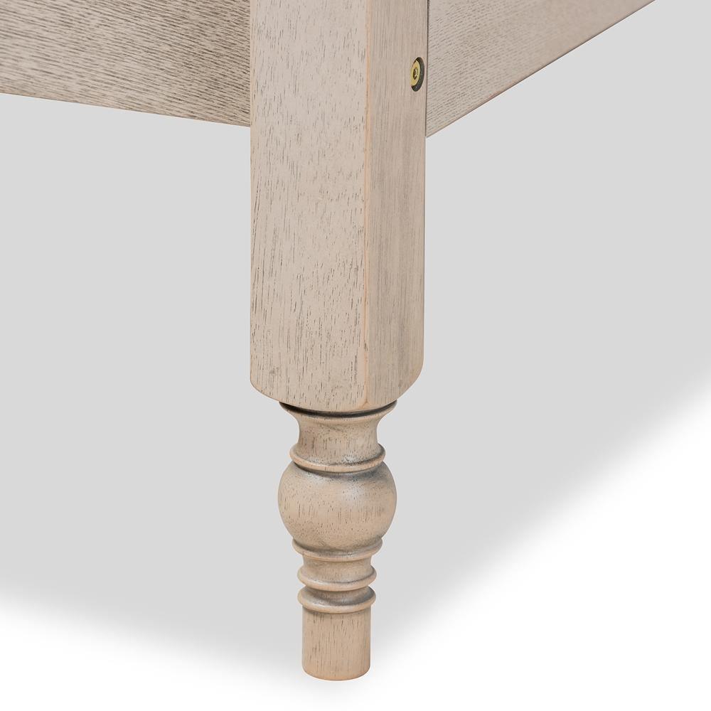 Laure French Bohemian Antique White Oak Finished Wood King Size Platform Bed Frame FredCo