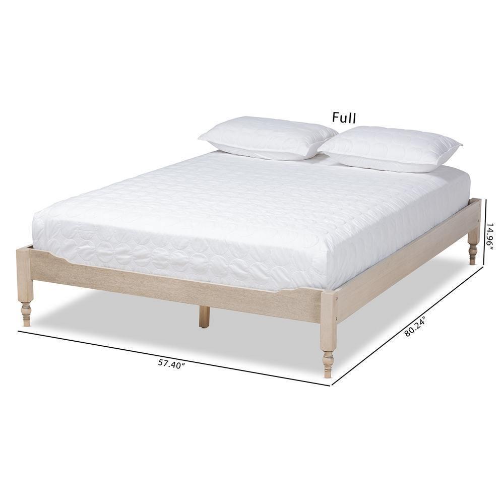 Laure French Bohemian Antique White Oak Finished Wood King Size Platform Bed Frame FredCo
