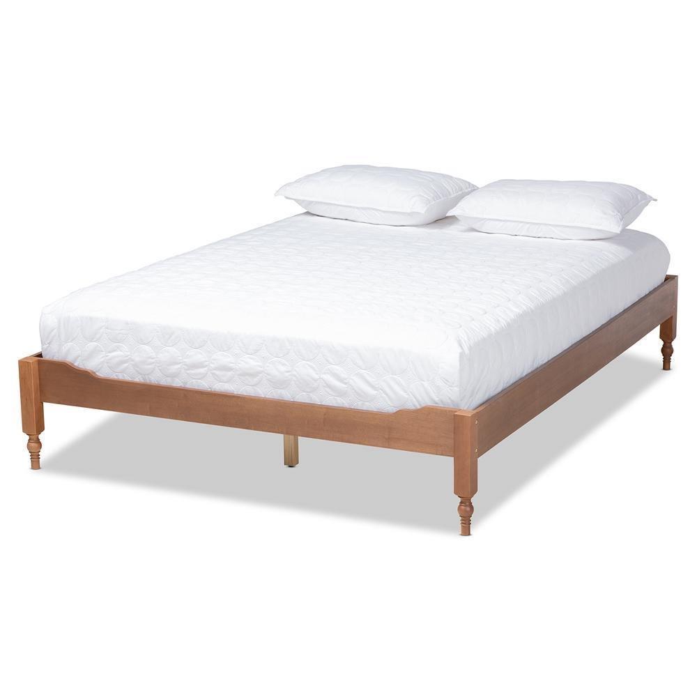 Laure French Bohemian Ash Walnut Finished Wood Full Size Platform Bed Frame FredCo