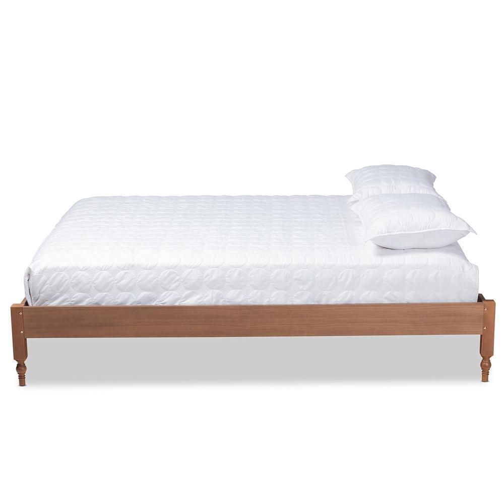 Laure French Bohemian Ash Walnut Finished Wood Full Size Platform Bed Frame FredCo