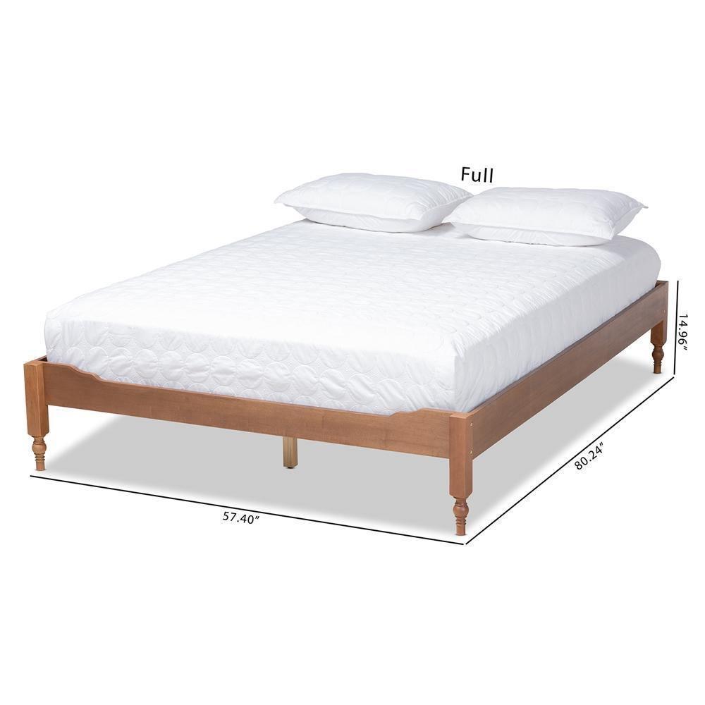 Laure French Bohemian Ash Walnut Finished Wood Full Size Platform Bed Frame FredCo