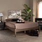 Laure French Bohemian Weathered Grey Oak Finished Wood King Size Platform Bed Frame FredCo