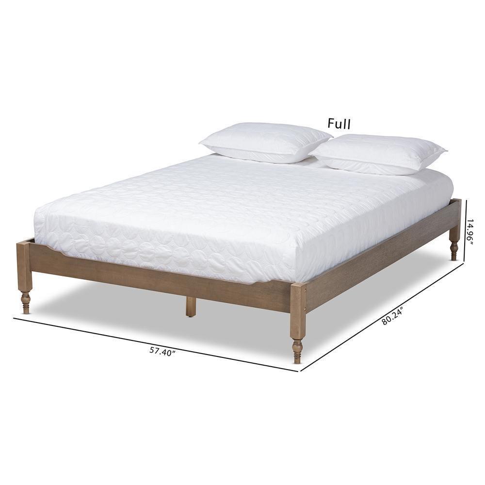 Laure French Bohemian Weathered Grey Oak Finished Wood King Size Platform Bed Frame FredCo