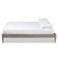 Laure French Bohemian Weathered Grey Oak Finished Wood King Size Platform Bed Frame FredCo