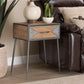 Laurel Rustic Industrial Antique Grey Finished Metal and Whitewashed Oak Brown Finished Wood 1-Drawer Nightstand FredCo
