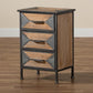 Laurel Rustic Industrial Antique Grey Finished Metal and Whitewashed Oak Brown Finished Wood 3-Drawer Nightstand FredCo