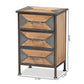 Laurel Rustic Industrial Antique Grey Finished Metal and Whitewashed Oak Brown Finished Wood 3-Drawer Nightstand FredCo