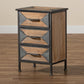Laurel Rustic Industrial Antique Grey Finished Metal and Whitewashed Oak Brown Finished Wood 3-Drawer Nightstand FredCo