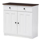 Lauren Modern and Contemporary Two-tone White and Dark Brown Buffet Kitchen Cabinet with Two Doors and Two Drawers FredCo